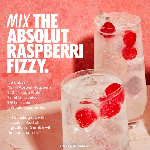 Absolut Raspberri Raspberry Flavoured Vodka 70CL