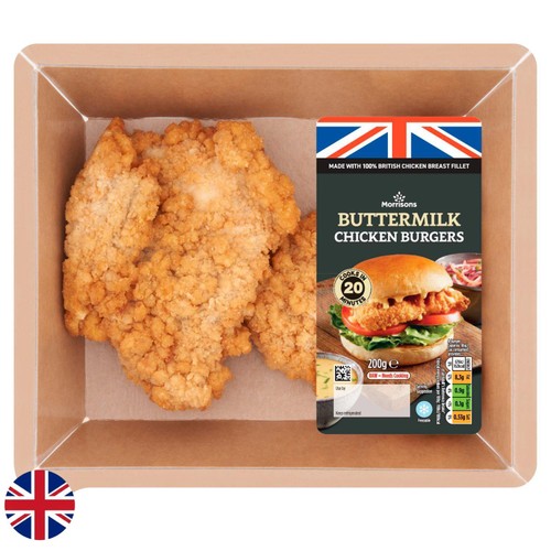 Morrisons British Buttermilk Chicken Burgers 200g