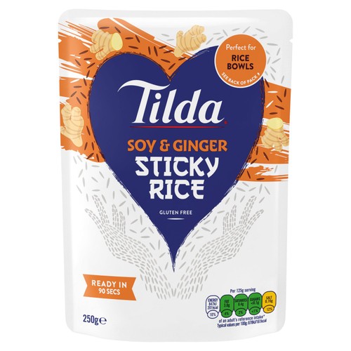 Tilda Microwave Soy & Ginger Sticky Medium Grain Rice   250g