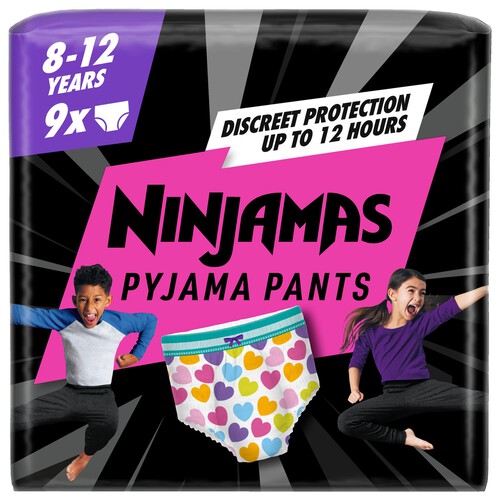 Pampers Ninjamas Pyjama Pants Unisex Hearts, 4 - 7 Years, 10 Pyjama Pants