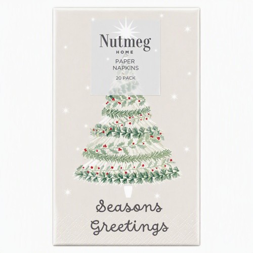 Nutmeg Seasons Greeting 8 Fold Napkins 20 Pack