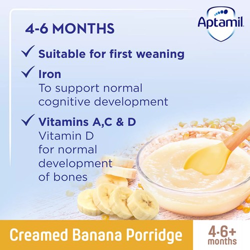 Aptamil Creamed Banana Porridge Baby Cereal 4-6+ Months