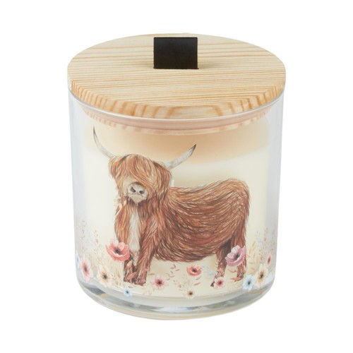 Nutmeg Home Highland Cow Lidded Cedar Leaf & Tonka Scented Candle
