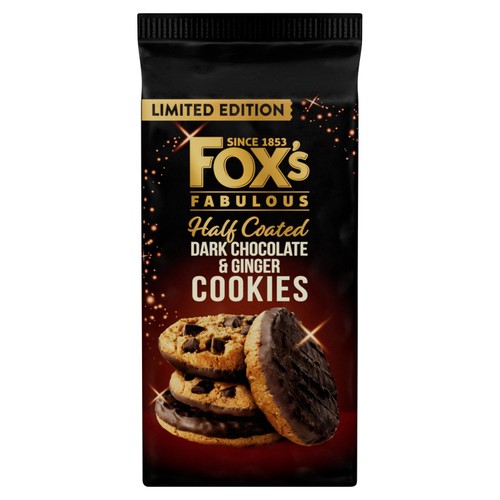 Foxs Fabulous Half Coated Dark Chocolate Ginger Cookies