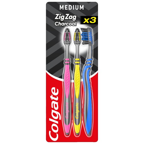 Colgate ZigZag Charcoal Medium Toothbrushes