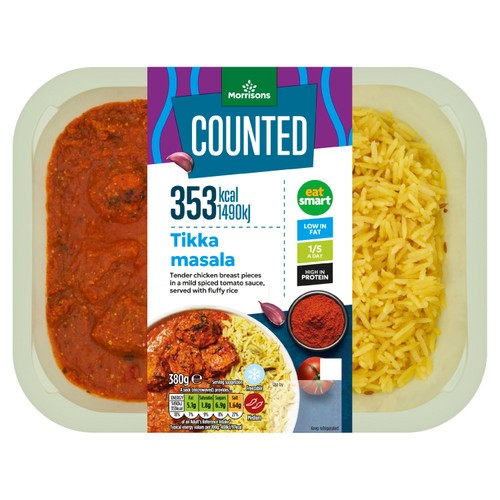 Morrisons calorie counted chicken tikka masala with pilau rice