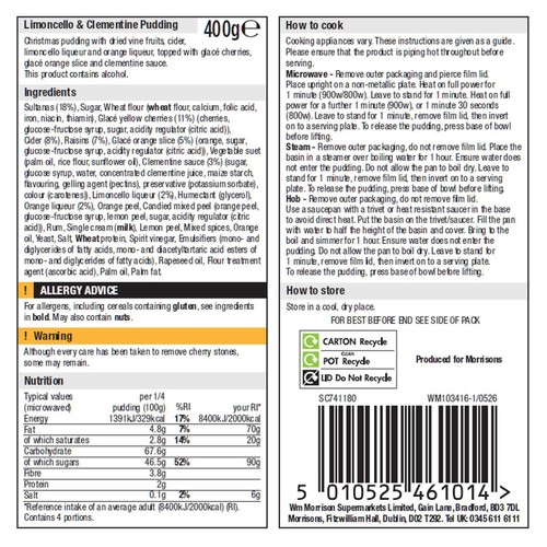 Morrisons The Best Limoncello And Clementine Christmas Pudding 400g