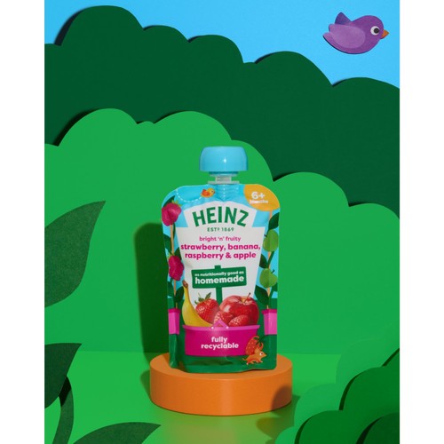 Heinz Strawberry, Banana, Raspberry & Apple Baby Food Pouch 6+ Months 