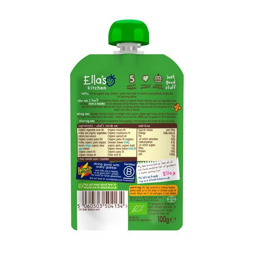 Ella's Kitchen Stage 1.5 Organic Pesto Pasta Chicken & Mushroom 100g