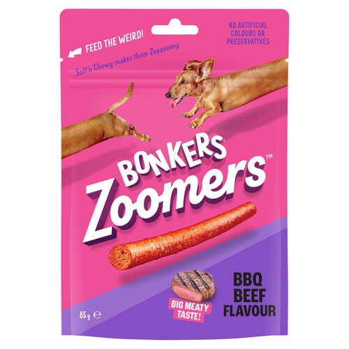 Bonkers Dog Treats Zoomers Bbq Beef Flavour 