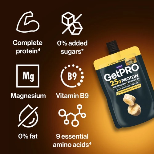 Getpro Banana 25g High Protein Yoghurt Pouch