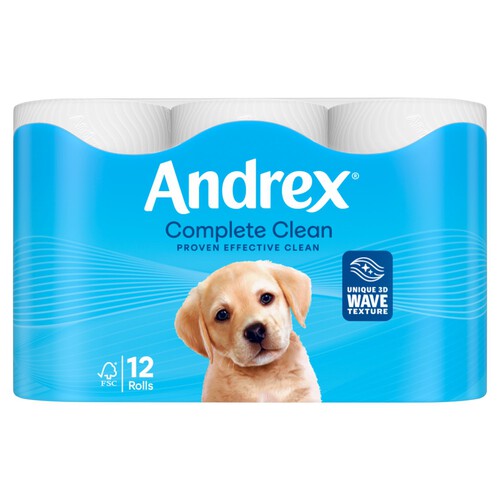 Andrex Complete Clean Toilet Tissue 12 Rolls