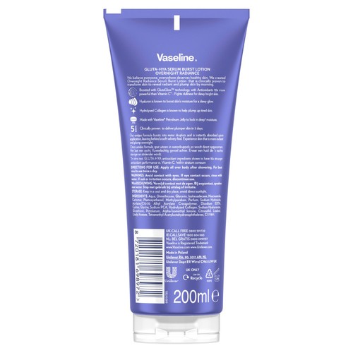 Vaseline Gluta Hya Overnight Radiance Lotion 200ml