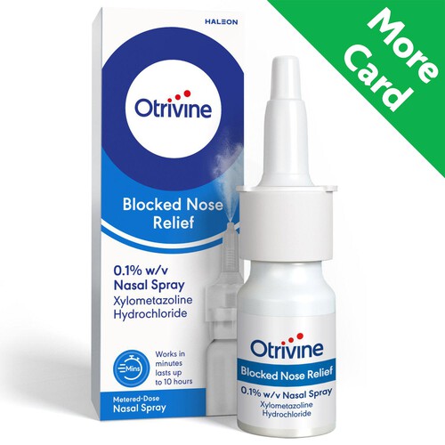 Otrivine Blocked Nose Relief Adult Cold & Flu Nasal Spray 0.1% Metered Dose