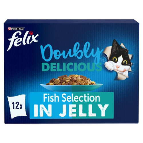 FELIX Doubly Delicious Fish Selection in Jelly Wet Cat Food 12x85g