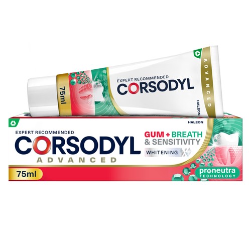 Corsodyl Gum+ Breath & Sensitivity Whitening Toothpaste 75ml