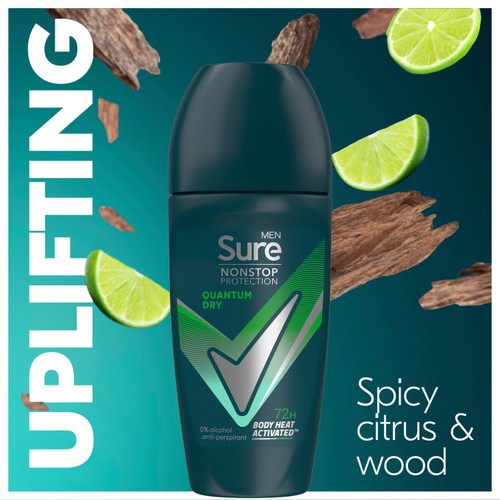 Sure Men Antiperspirant Deodorant Roll On Nonstop Quantum Dry 50ml