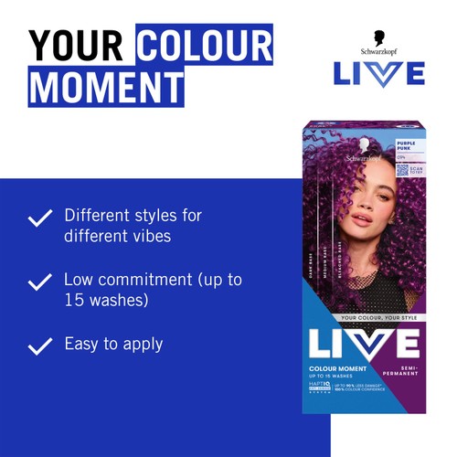 LIVE Colour Moment Semi-Permanent Hair Dye 094 Purple Punk