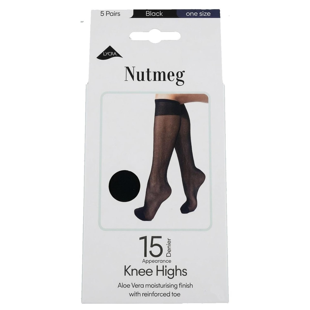 Nutmeg Ladies 15 Denier Matt Knee Highs 5 Pack One Size