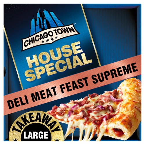 Chicago Town Takeaway Stuffed Crust Deli Meat Feast Large Pizza 683g