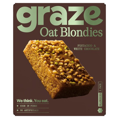 Graze Pistachio & White Chocolate Oat Blondies  3 x 45g