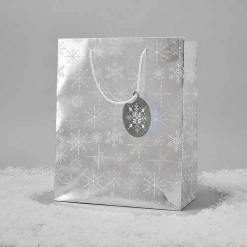 Morrisons Large Gift Bag Silver Foil Snowflakes