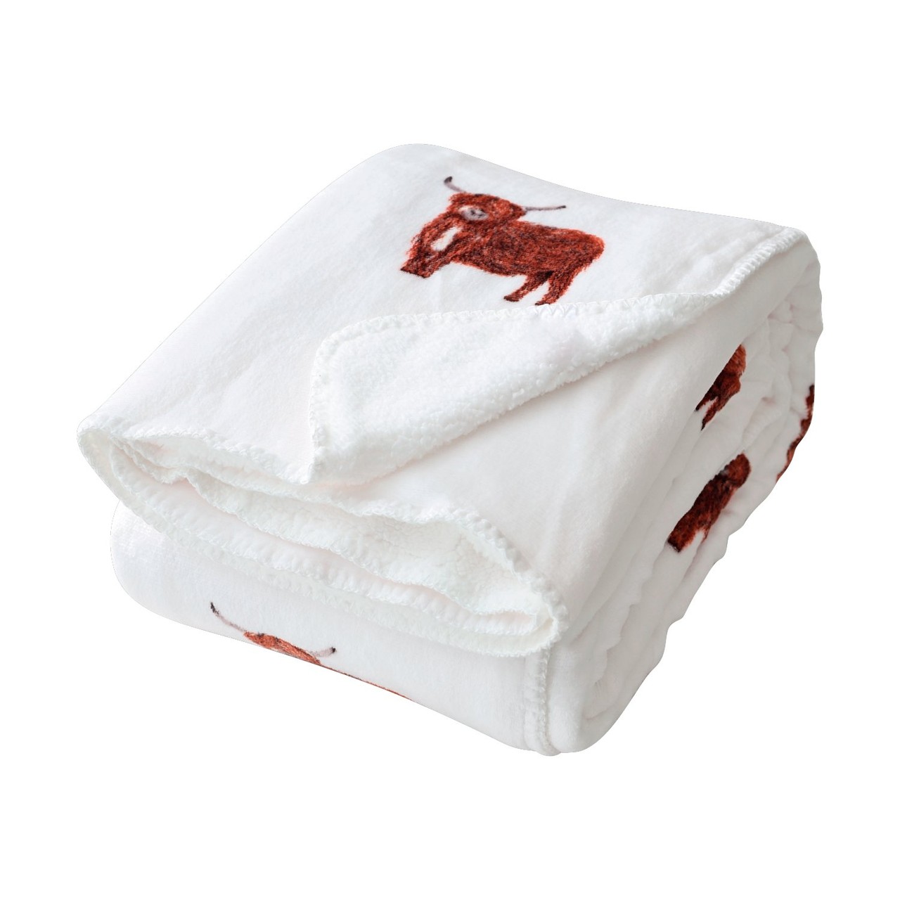 Nutmeg Home Highland Cow Sherpa Fleece Throw 150 x 200cm