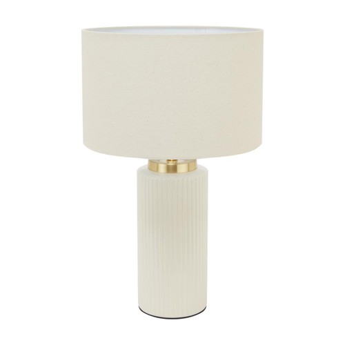 Home Style White Ribbed Ceramic Table Lamp
