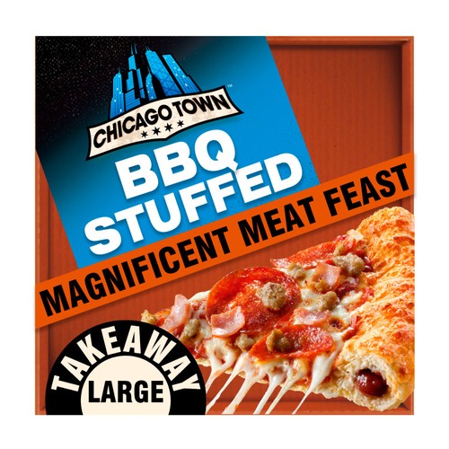 Chicago Town Takeaway BBQ Stuffed Crust Meat Feast Large Pizza 640g