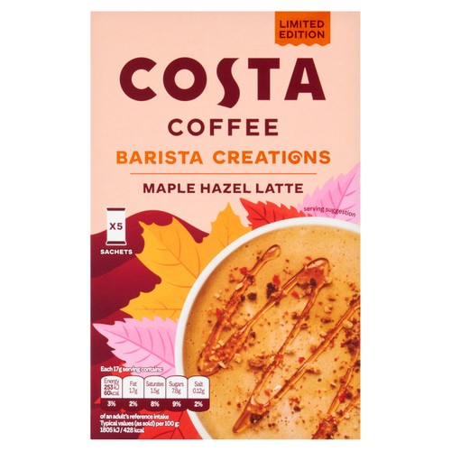 Costa Maple Hazel Latte Sachets 5 Pack