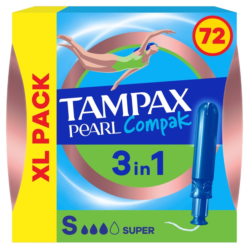 Tampax Pearl Compak 3 For 1 Super Tampons Applicator - Morrisons Online ...
