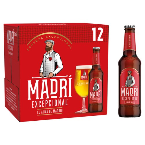 Madri Excepcional Lager Beer Bottles 12x330ml