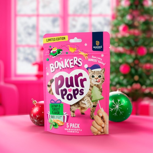 Bonkers Limited Edition Purrpops Lovey Licks Flavor Cat Treats    5 pack