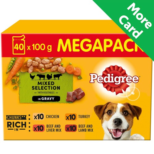 Pedigree Adult Wet Dog Food Pouches Mixed Selection in Gravy Mega Pack