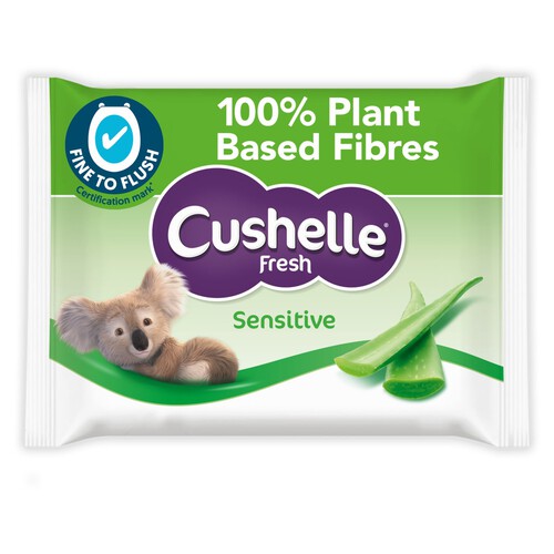 Cushelle Fresh Sensitive Aloe Vera Flushable Moist Toilet Wipes 