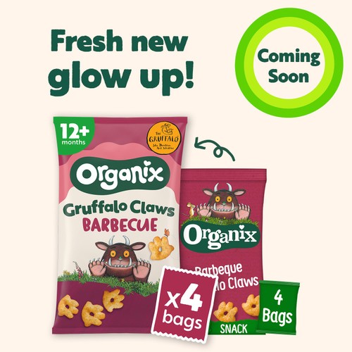 Organix BBQ Gruffalo Claws Multipack Organic Toddler Snack 4x15g 12 months+