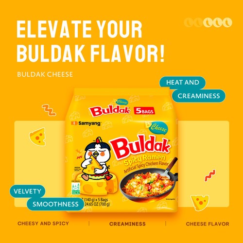 Samyang Buldak Hot Chicken Flavour Cheese Ramen Noodle Multipack