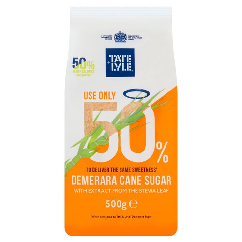 Tate & Lyle 50% Unrefined Demerara Sugar With Stevia