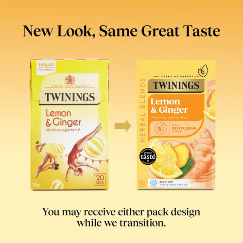 Twinings Revitalise Lemon & Ginger Herbal Tea Bags 20s