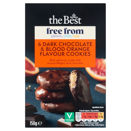 Morrisons 6 The Best Free From Dark Choc & Blood Orange Flavour Cookies 