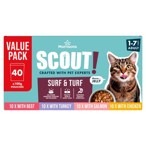Morrisons Scout Surf & Turf In Jelly Adult Cat Food 40 x 100g