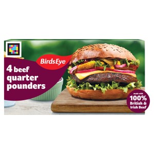 Birds Eye Classic 4 Beef Quarter Pounders with Onion 456g