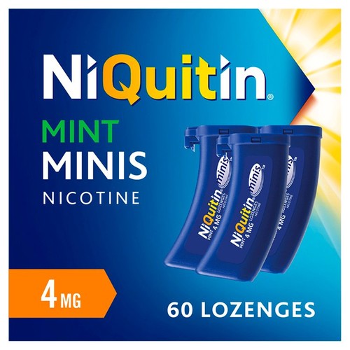 NiQuitin Mini Mint Nicotine Lozenges -4mg, 60 Minis - Stop Smoking Aid