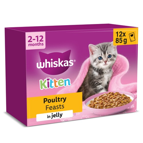 Whiskas Kitten Poultry Feasts Wet Cat Food Pouches in Jelly