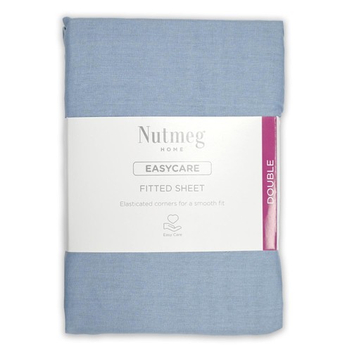 Nutmeg Home Easycare Denim Blue Fitted Sheet Double