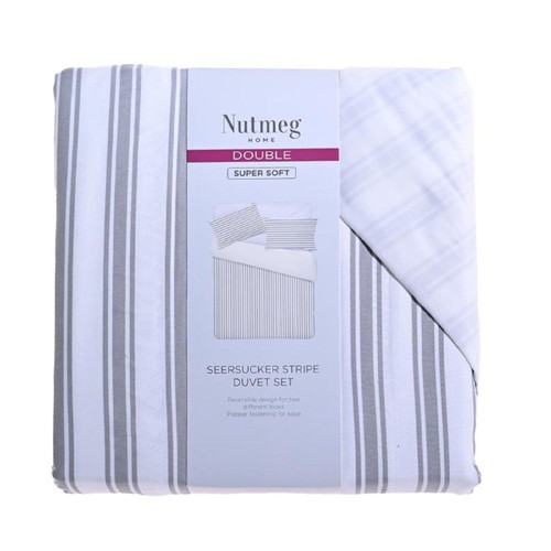 Nutmeg Home Super Soft Seersucker Stripe Duvet Set Double