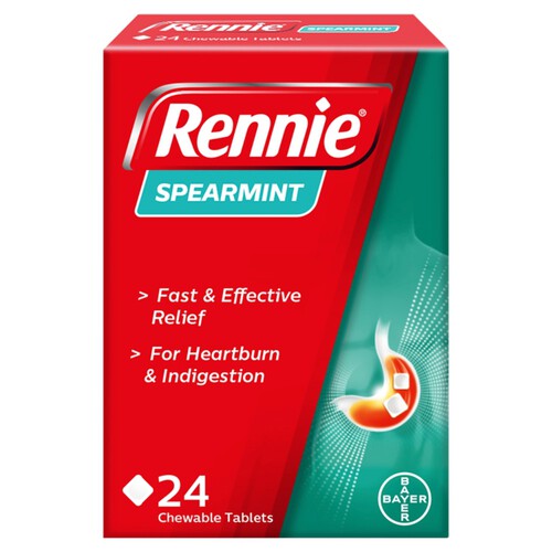 Rennie Spearmint Heartburn & Indigestion Chewable Tablets