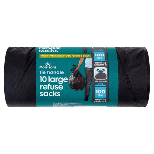 Morrisons 100L Tie Handle General Waste Bin Liners 