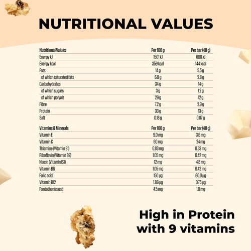 Fulfil Protein + Vitamin Bar White Chocolate Cookies & Cream 40g