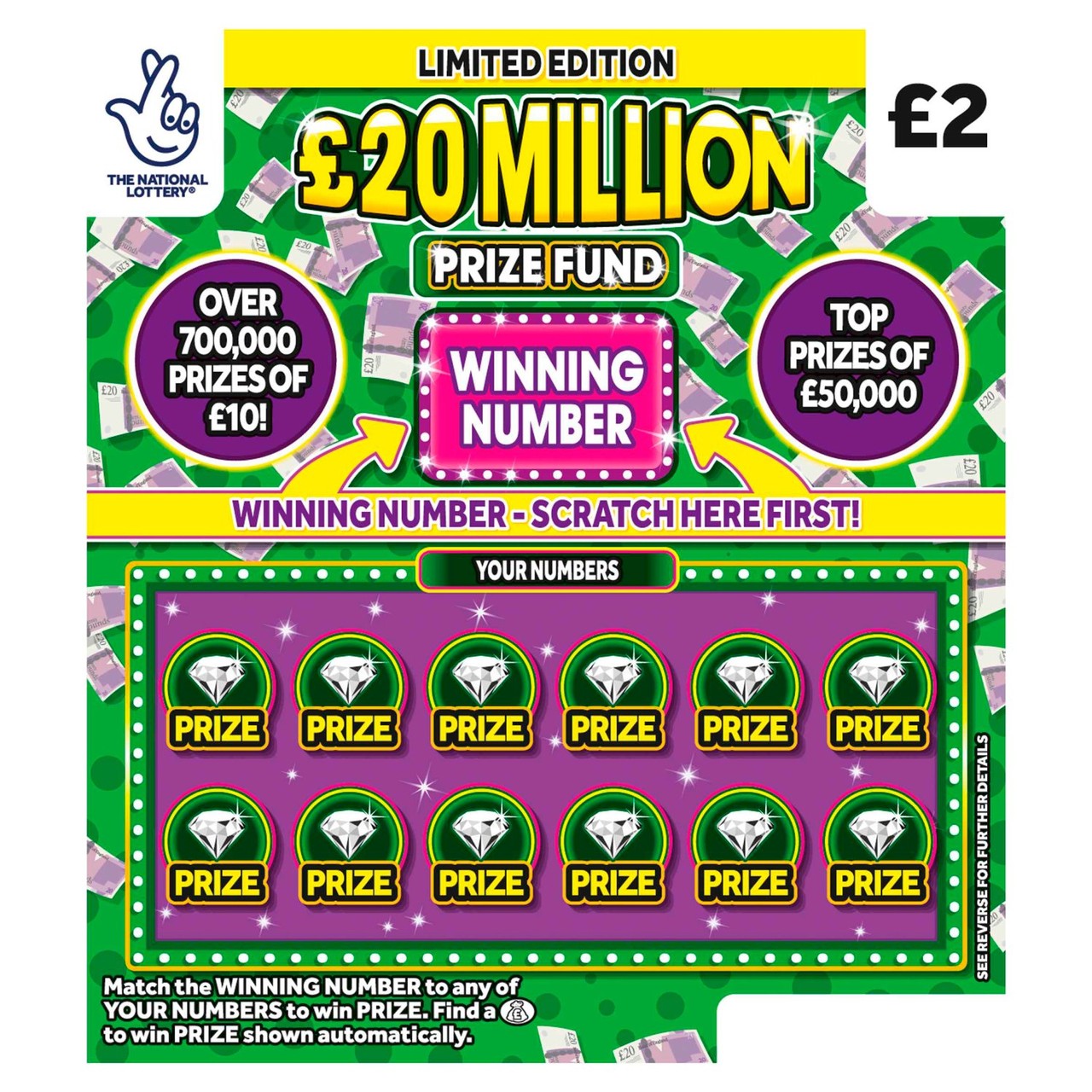 £20 Million Prize Fund Scratch Card